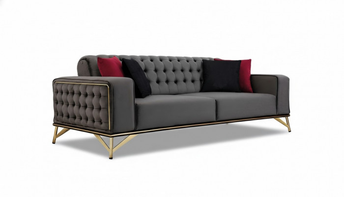 Designerska Sofa 3 miejsce do siedzenia Chesterfield Couch Podkładka Sofas Design Brown