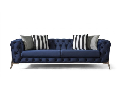Sofa Chesterfield 3 miejsce do siedzenia Blue Aksamit luksusowe Meble do Sof do Salonu