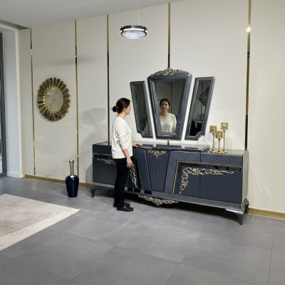 Kredens Modern Kredens Kredens Szafa z 3 Lustro Storage Space Baroque