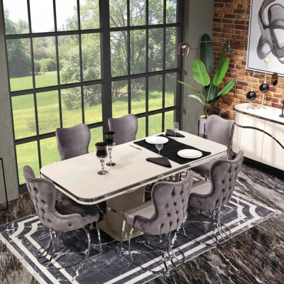 Tabela 6x Krzesła 7-częściowy stół jadalniany drewniany zestaw do jadalni Grupa Design