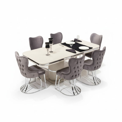 Tabela 6x Krzesła 7-częściowy stół jadalniany drewniany zestaw do jadalni Grupa Design