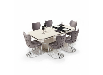 Tabela 6x Krzesła 7-częściowy stół jadalniany drewniany zestaw do jadalni Grupa Design