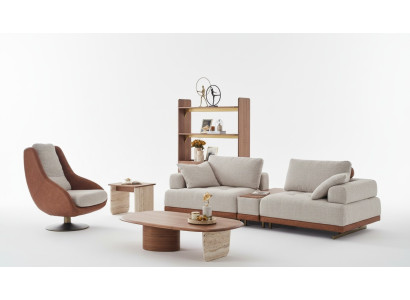 Nowoczesny zestaw sofowy 3+1 miejsce do siedzenia Beżowy zestaw designerski do salonu Sofa z kanapą
