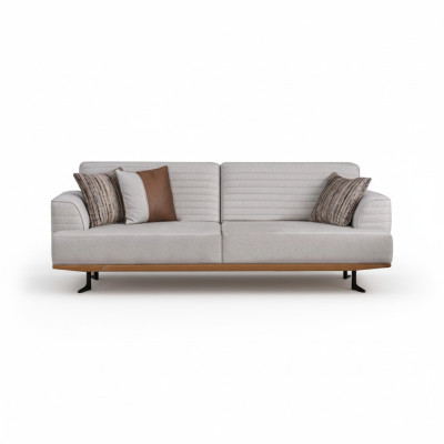 Współczesna luksusowa sofa z szarym tapicerowaniem do salonu.