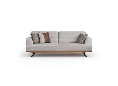 Współczesna luksusowa sofa z szarym tapicerowaniem do salonu.