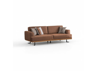 Elegancka brązowa sofa trzyosobowa z nowoczesnym designem do salonu