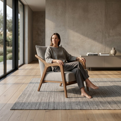 Fotel Nowoczesny Design Meble do Salonu Jasnoszary Kolor Luksusowy Styl