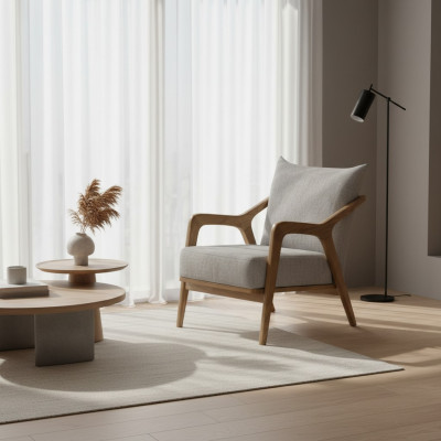 Fotel Nowoczesny Design Meble do Salonu Jasnoszary Kolor Luksusowy Styl