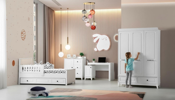 Nowoczesny komplet luksusowych żłobeków do pokoju młodzieżowego 4 sztuki Biały Kolor Nowość