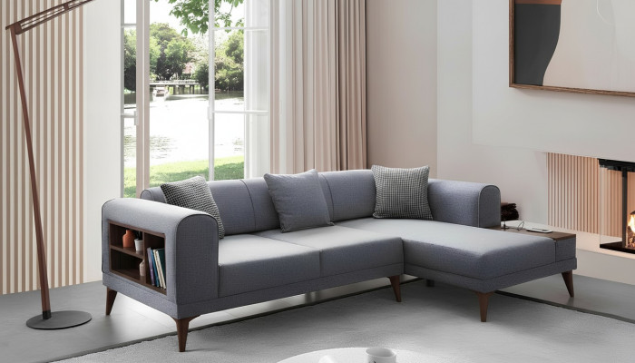 Szara sofa do salonu w kształcie litery L Podkładka Narożnikowa kanapa designerska kanapa do salonu