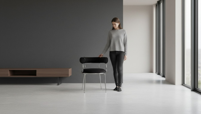 Designerski stołek barowy czarny Luksusowa jadalnia z metalową ramą Krzesła