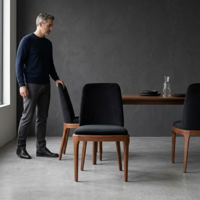 Czarny -Brązowe designerskie krzesło tapicerowane do jadalnia Meble jednoosobowe Krzesło