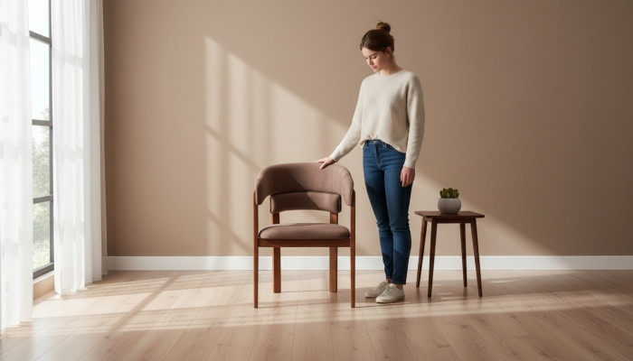 Brązowe designerskie krzesła do jadalni Krzesło krzesło tekstylne designerskie drewniane nóżki