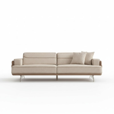 Ekskluzywna Beżowa Sofa 3 miejsce do siedzenia Nowoczesne Meble Salon Podkładka Kanapa