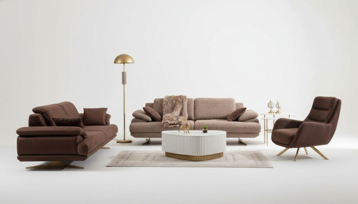 Brązowe designerskie sofy do salonu 3+3+1 miejsce do siedzenia Ustawić jednoosobową 3-częściową