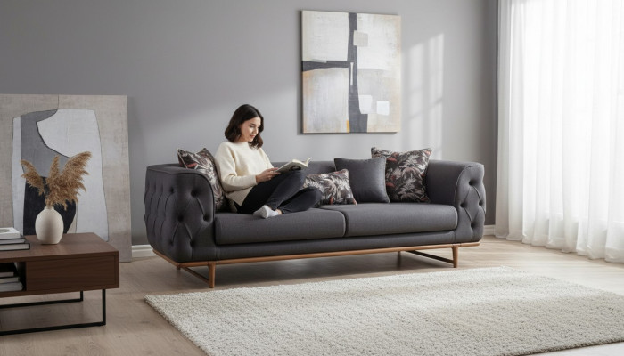 Sofa Black Chesterfield Designer Funkcja łóżka Living Room 3-miejsce siedzenia
