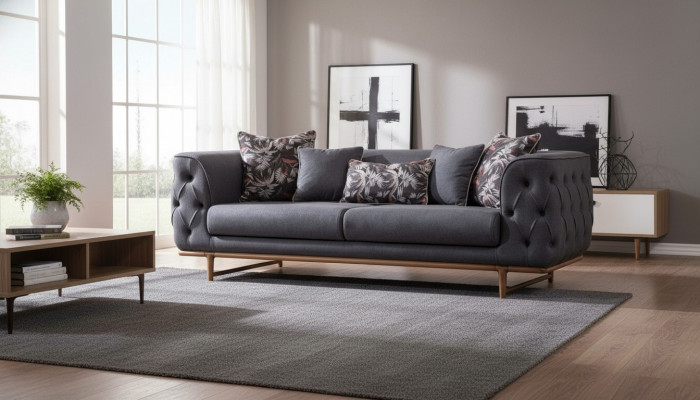 Sofa Black Chesterfield Designer Funkcja łóżka Living Room 3-miejsce siedzenia