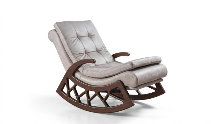Fotel bujany Modern Drewno Noble salon Relaks Meble rama drewniana Nowość