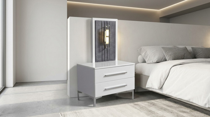 Białe Drewno Szafki nocne Designer Exclusive Stolik nocny Sypialnia Meble