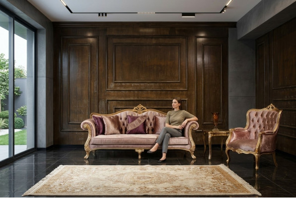 Zestaw sofowy Classic Pink Chesterfield 3-miejsce do siedzenia przy stoliku kawowym Fotel