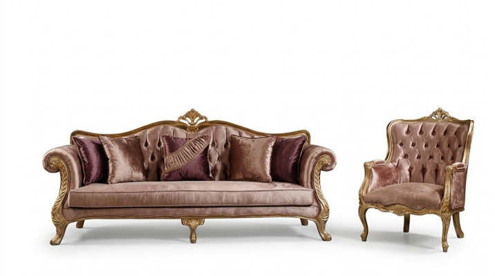 Zestaw sofowy Classic Pink Chesterfield 3-miejsce do siedzenia przy stoliku kawowym Fotel