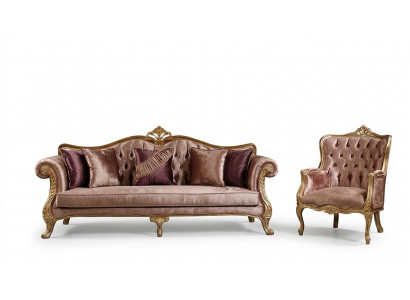 Zestaw sofowy Classic Pink Chesterfield 3-miejsce do siedzenia przy stoliku kawowym Fotel