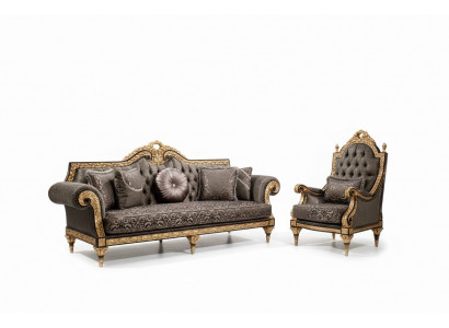 Klasyczny zestaw sofowy Chesterfield 3+1 miejsce do siedzenia Designerski stolik kawowy 3-częściowy