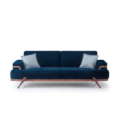 Ciemnoniebieska sofa salonowa 3-miejsce siedzące Włókienniczy designerska kanapa trzyosobowa
