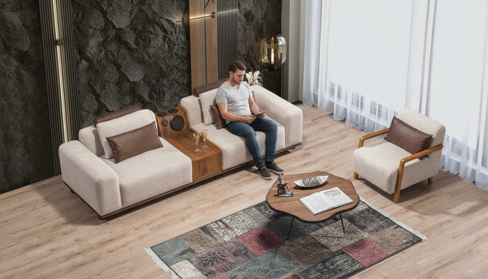 Beżowa Ekskluzywna 2-miejsce siedzące Sofa do salonu Sofa Nowoczesna Dwuosobowa