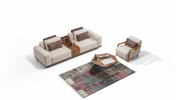 Beżowa Ekskluzywna 2-miejsce siedzące Sofa do salonu Sofa Nowoczesna Dwuosobowa