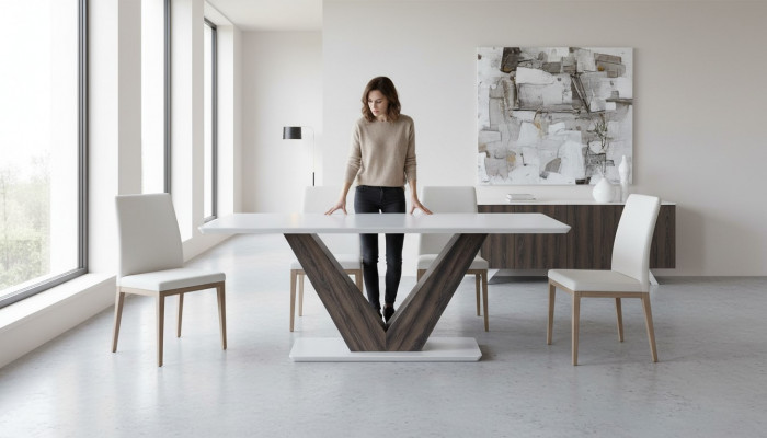 Designerski Stół obiadowy Nowoczesne meble w jadalni White Exclusive Nowość