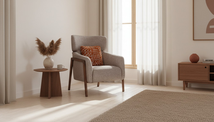 Fotel Nowoczesny Beżowy Salon Włókienniczy Luxury Design Meble Lounge Club