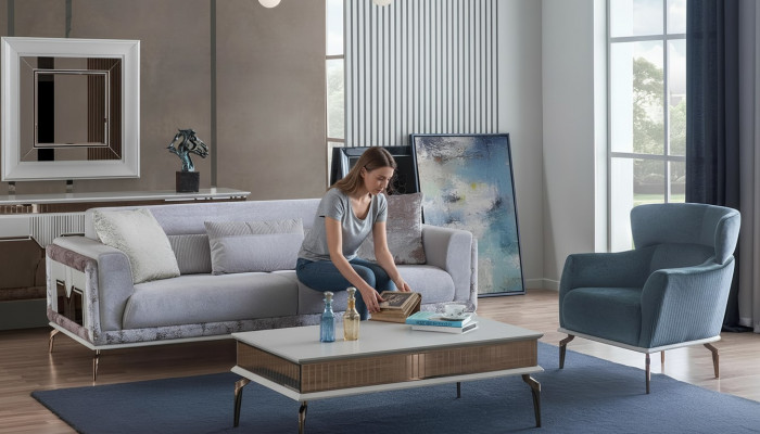 Zestaw do salonu Ustaw Grupa mebli sofa kanapy stolik kawowy 3-częściowy