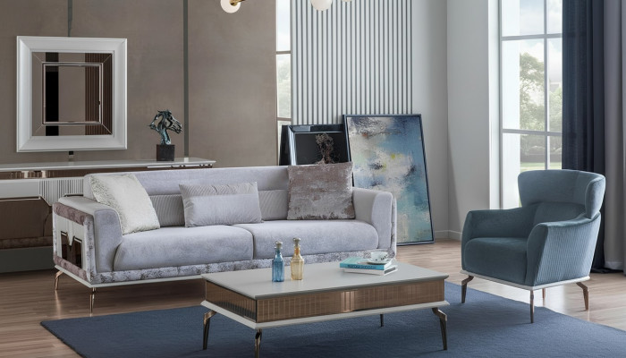 Zestaw do salonu Ustaw Grupa mebli sofa kanapy stolik kawowy 3-częściowy