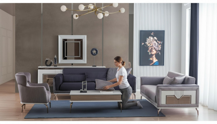 Design Zestaw do Salonu Sofy Fotel Nowoczesny stolik kawowy 3+3+1 stolik kawowy