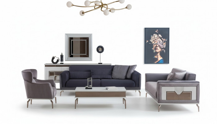 Design Zestaw do Salonu Sofy Fotel Nowoczesny stolik kawowy 3+3+1 stolik kawowy