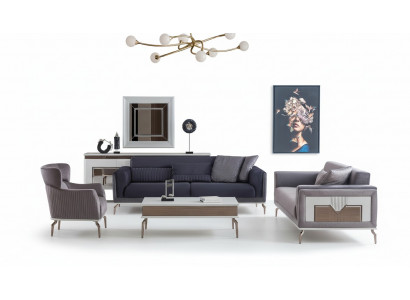 Design Zestaw do Salonu Sofy Fotel Nowoczesny stolik kawowy 3+3+1 stolik kawowy
