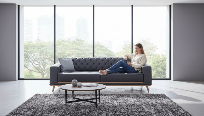 Sofa 4 miejsce do siedzenia Design Sofy Podkładka Włókienniczy Relaks Siedziba Meble Modern