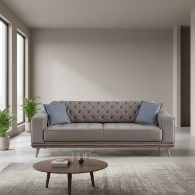 Sofa 4 miejsce do siedzenia Design Sofy Podkładka Szara Włókienniczy Relaks Siedziba Meble Modern