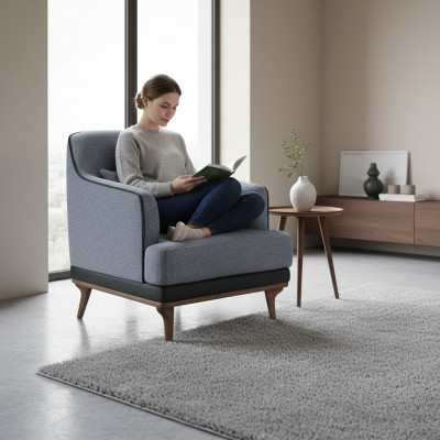 Fotel Nowoczesne Szare Meble do Salonu Włókienniczego Design Meble Jednomiejscowe