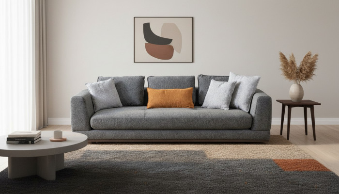 Sofa 3 miejsce do siedzenia Nowoczesne Meble Biały Salon Luksusowy 243cm Trzyosobowy