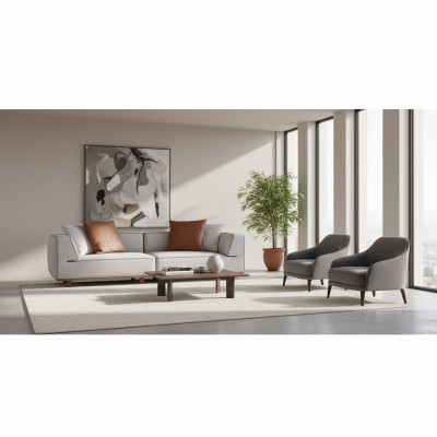Sofa 4 miejsce do siedzenia Design Sofy Podkładka Szara Włókienniczy Relaks Siedziba Meble 272cm xl