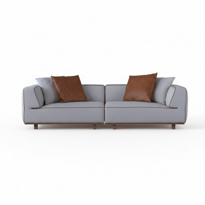 Sofa 4 miejsce do siedzenia Design Sofy Podkładka Szara Włókienniczy Relaks Siedziba Meble 272cm xl