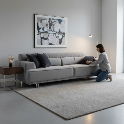 Sofa 3 miejsce do siedzenia Nowoczesne Meble Szary Salon Luksusowe Meble 235cm