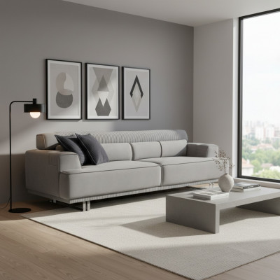 Sofa 3 miejsce do siedzenia Nowoczesne Meble Szary Salon Luksusowe Meble 235cm