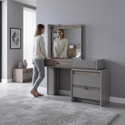 Nowoczesna luksusowa Toaletka w Sypialni na konsoli Tabela New Grey