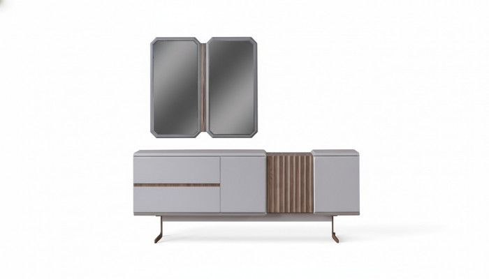 Ekskluzywny kredens do jadalni 2x Lustro Kredens 210cm Drewno 3 szt