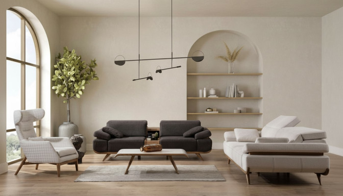 Dwukolorowy pokój dzienny Zestaw sofowy Modern 3+2 miejsce siedzące Luxury Fotel