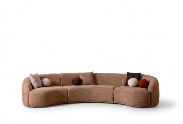 Designerska sofa Okrągłe brązowa Zestaw narożny Nowoczesne Meble do salonu luksusowe kanapy