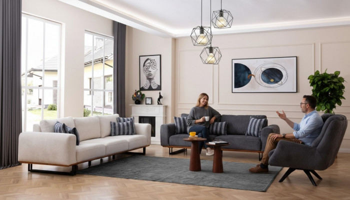 Design Zestaw sofowy zestaw do salonu Modern Obcios 4+3+1 Siedziba 3-częściowy.